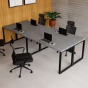 Ver imagem 1 de Mesa Escritório Plataforma Trabalho 4 Lugares 2,80m x 1,20m Pés Metal 100% MDF Industrial Executive