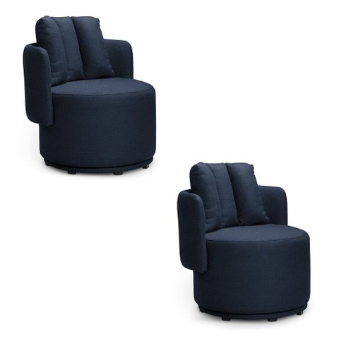 Poltrona Sala Orgânica Base Giratória Amélia Kit 2 Linho K01 - D'rossi