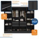 Ver imagem 5 de Guarda Roupa Casal 100% MDF 8 Portas 4 Gavetas Jatobá Yescasa Preto