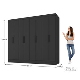 Guarda Roupa Casal 100% MDF 8 Portas 4 Gavetas Jatobá Yescasa - 3