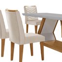 Ver mais imagens de Mesa de Jantar Alvorada 180cm com 6 Cadeiras Liz Moderna Veludo Creme/off White/imbuia
