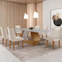 Ver imagem 1 de Mesa de Jantar Alvorada 180cm com 6 Cadeiras Liz Moderna Veludo Creme/off White/imbuia