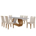 Ver imagem 2 de Mesa de Jantar Alvorada 180cm com 6 Cadeiras Liz Moderna Veludo Creme/off White/imbuia