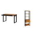 Ver imagem 2 de Conjunto 2 Peças com Escrivaninha 1 Gaveta 100% MDF 118cm e Estante Torre 2 Gavetas Freijó Preto Marrom