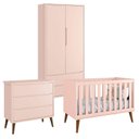 Ver imagem 1 de Quarto de Bebê Theo 2 Portas Rosa com Pés Amadeirados – Reller