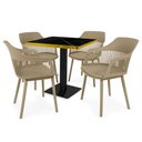 Ver imagem 1 de Conjunto Mesa de Jantar Quadrada Venezia 70x70cm Preta com 4 Cadeiras Estofadas Marcela - Nude