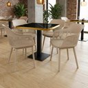 Ver imagem 2 de Conjunto Mesa de Jantar Quadrada Venezia 70x70cm Preta com 4 Cadeiras Estofadas Marcela - Nude