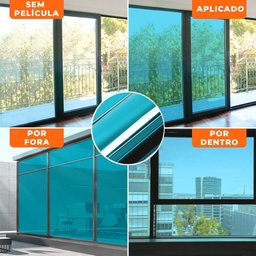Película Adesiva Uv Profissional Refletiva Preto e Azul Espelhado 50x500cm - 4