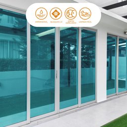 Película Adesiva Uv Profissional Refletiva Preto e Azul Espelhado 50x500cm - 9