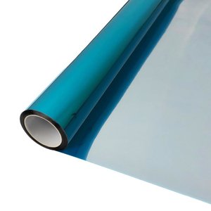 Película Adesiva Uv Profissional Refletiva Preto e Azul Espelhado 50x500cm