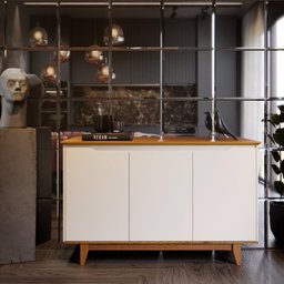 Buffet Aparador 3 Portas Retrô Pés em Madeira Flow - 8