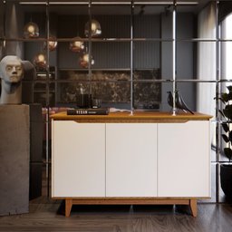 Buffet Aparador 3 Portas Retrô Pés em Madeira Flow - 1