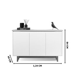 Buffet Aparador 3 Portas Retrô Pés em Madeira Flow - 5