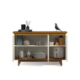 Buffet Aparador 3 Portas Retrô Pés em Madeira Flow - 3