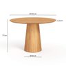 Mesa de Jantar Redonda 120cm Scandi 6 Lugares Cor Mel Lamina Natural de Madeira - 6