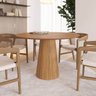 Mesa de Jantar Redonda 120cm Scandi 6 Lugares Cor Mel Lamina Natural de Madeira - 4