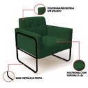 Ver imagem 3 de Poltrona Sala Industrial Alta Tubo Preto Kit 2 Elisa Veludo Verde D03 - D'Rossi