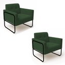 Ver imagem 2 de Poltrona Sala Industrial Alta Tubo Preto Kit 2 Elisa Veludo Verde D03 - D'Rossi