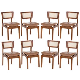 Kit 8 Cadeiras de Jantar Portugal em Madeira Imbuia com Tela Rattan Impermeável Caramelo L85 - 1