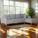 Ver imagem 1 de Sofá 4 Lugares Beny com Chaise Direito Linho Cinza