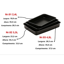 Jogo Conjunto de Assadeiras Antiaderente 3 Peças. - 2