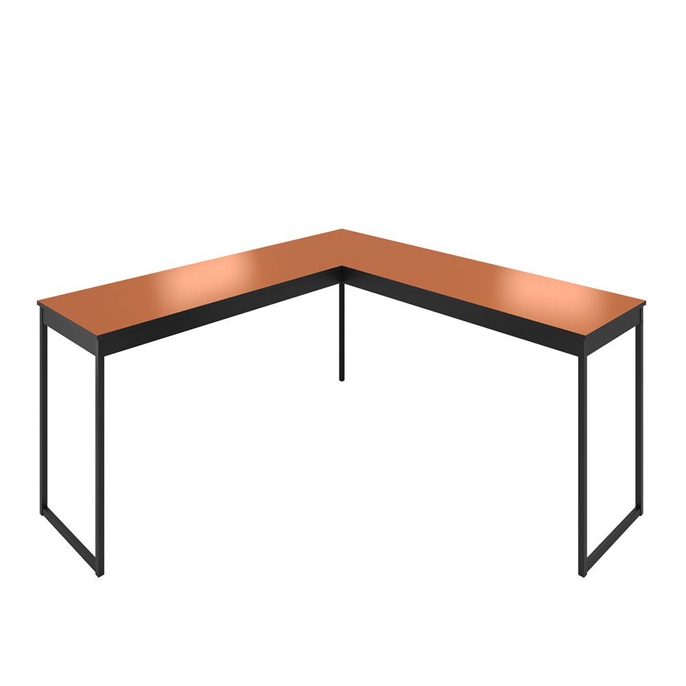 Escrivaninha Mesa de Canto em L 150x150cm Madeira Móveis Industrial Magno Cobre com Preto - 2