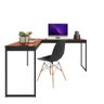 Escrivaninha Mesa de Canto em L 150x150cm Madeira Móveis Industrial Magno Cobre com Preto - 4