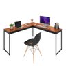 Escrivaninha Mesa de Canto em L 150x150cm Madeira Móveis Industrial Magno Cobre com Preto - 1