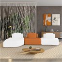 Ver imagem 1 de Sofá 3 Lugares Orgânico com Chaise e 2 Módulos Berlim Bouclê Off White/caramelo K01 - D’Rossi