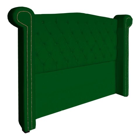Cabeceira Estofada Sienna Para Cama Box Casal 140 Cm Suede Verde - LM DECOR