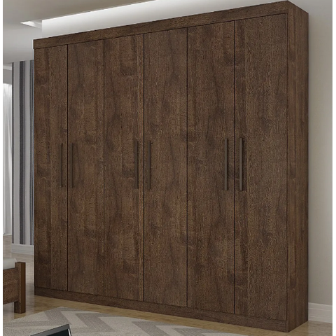 Guarda Roupa Casal 6 Portas 3 Gavetas 200cm Ubatuba Castanho - Valverde