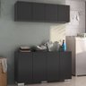 Conjunto Lavanderia Multiuso Armário Aéreo e Balcão 4 Portas Multimóveis Mp5054 Preto/branco - 1