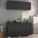 Ver imagem 1 de Conjunto Lavanderia Multiuso Armário Aéreo e Balcão 4 Portas Multimóveis Mp5054 Preto/branco