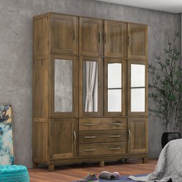 Guarda Roupa Casal 10 Portas 4 Espelhos 3 Gavetas e Pés Paris - 1