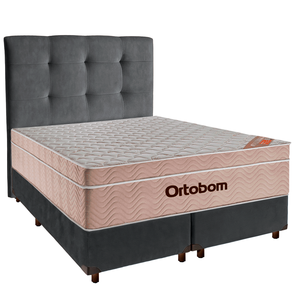 Cama Box + Colchão Casal Ortobom Molas Ensacadas Airtech + Cabeceira ...