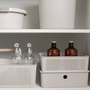 Ver imagem 4 de Cesto Organizador Baixo Bege Flow 34x27x9cm 8,2l Lavanderia Closet Banheiro ou