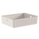 Ver imagem 1 de Cesto Organizador Baixo Bege Flow 34x27x9cm 8,2l Lavanderia Closet Banheiro ou