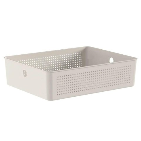 Cesto Organizador Baixo Bege Flow 34x27x9cm 8,2l Lavanderia Closet Banheiro ou