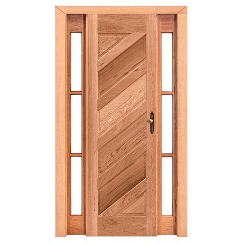 Kit Porta de Madeira Maciça PE26 Batente Duplo de Cedro Arana Esel 213(A)X156(L) Lado Esquerdo