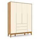 Ver imagem 1 de Guarda Roupa Infantil Nature Clean 4 Portas Freijó Off White Eco Wood – Matic