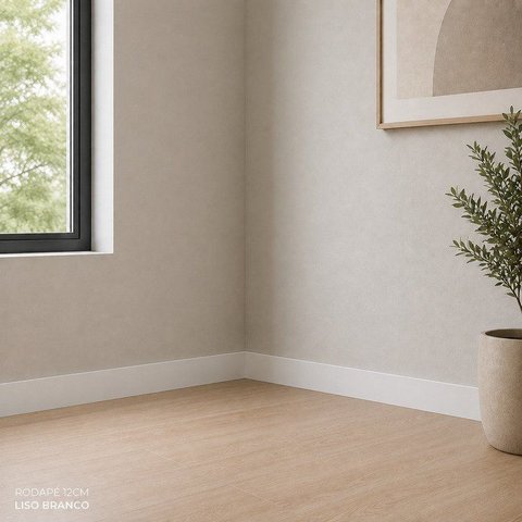 Rodapé Poliestireno Liso 12cm x 2,40m Casa Grassi