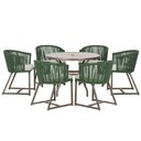 Ver imagem 1 de Mesa com 6 Cadeiras Jantar Noronha Marrom E3 Trama Original Verde