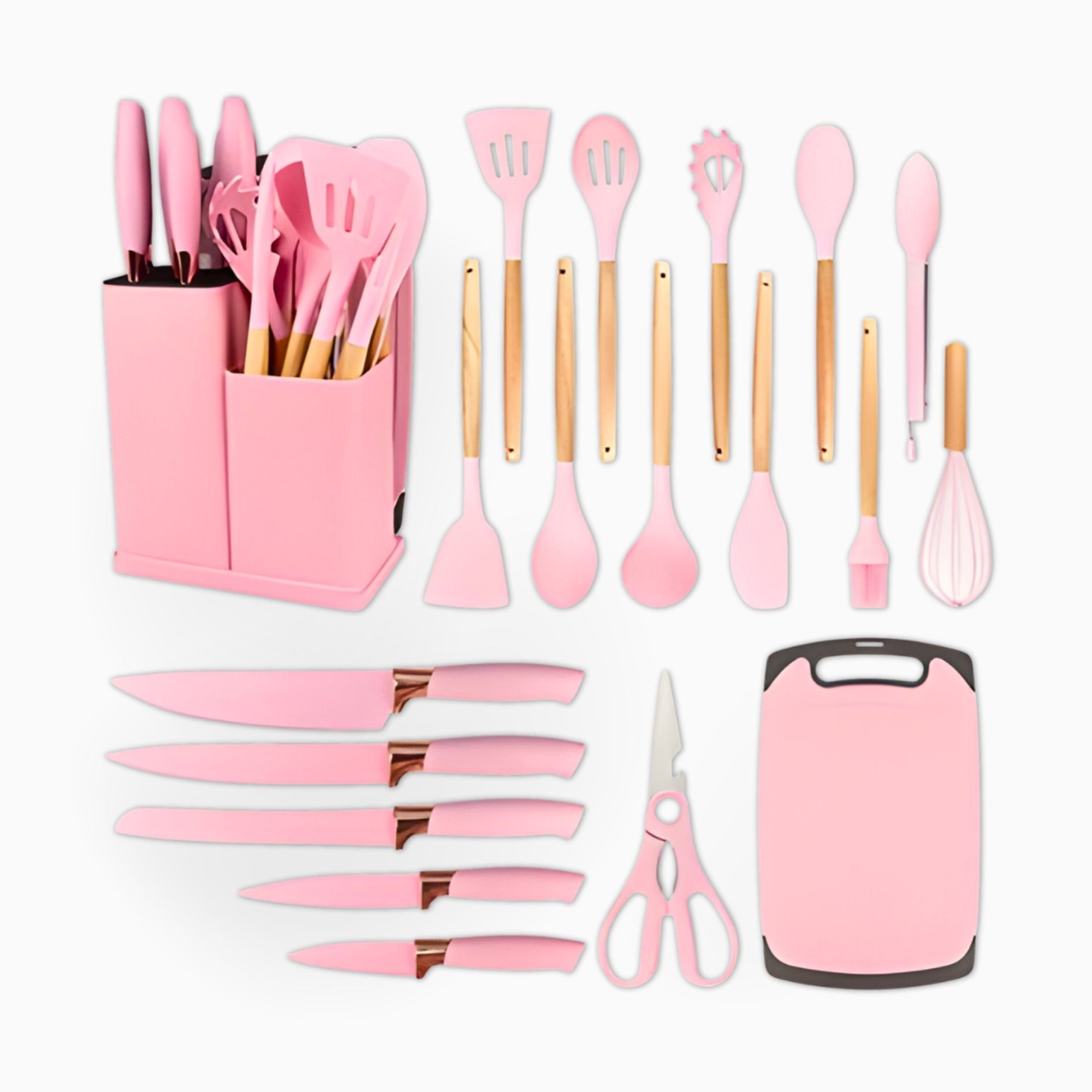 Kit Utensílios de Cozinha Jogo Completo 19 Peças - Rosa - 3