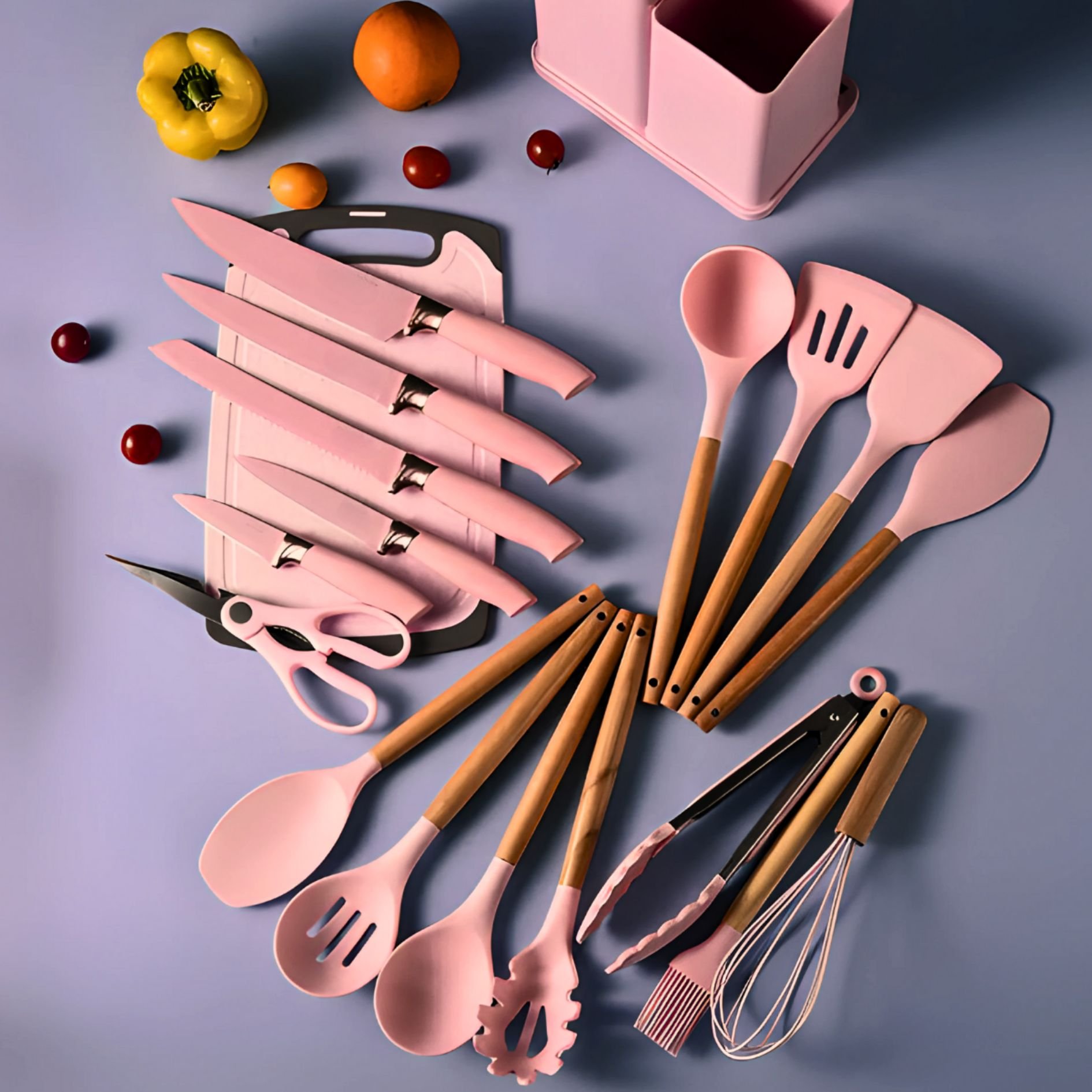 Kit Utensílios de Cozinha Jogo Completo 19 Peças - Rosa - 6