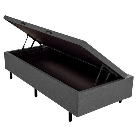 Cama Box Baú Solteiro Cinza Suede 88x188