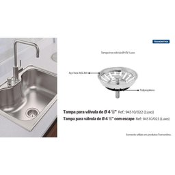Tampa de Valvula Tramontina Luxo para Pias e Cubas 4 1-2" em Aço Inox e Polipropileno - 2