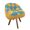 Ver imagem 2 de Poltrona Paloma Escritório Sala Giratória Madeira Suede Mostarda e Suede Azul Turquesa - Dominic Dec