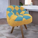 Ver imagem 1 de Poltrona Paloma Escritório Sala Giratória Madeira Suede Mostarda e Suede Azul Turquesa - Dominic Dec