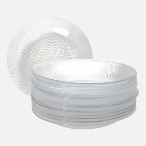 Prato Fundo Diamante Duralex 22,4 cm em Vidro Transparente - Kit com 12 Unidades
