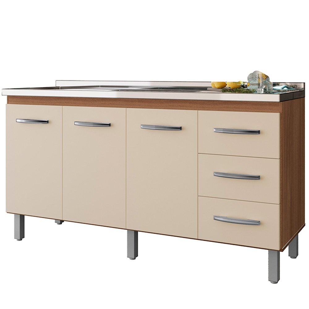 Ver imagem 1 de Balcao P/ Pia 150 Cm 3p Diana Savana Off White Mobbs